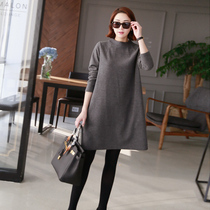 UJIA loose thick a-shaped dress autumn and winter New Korean version of womens long large size thin base skirt