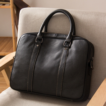 Original leather casual mens bag trend new portable business shoulder Cross bag computer bag briefcase horizontal
