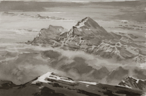 Artists original watercolor copyright Himalayas clouds and mist decoration soft living room huge