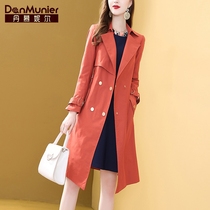 Danielle fashion temperament windbreaker womens long model 2021 New early autumn slim figure slim pop Joker coat