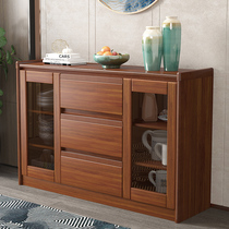 Chinese side cabinet wine cabinet household kitchen cabinet modern simple tea cabinet solid wood frame living room wall cupboard