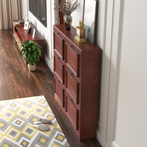 Ultra-thin flip shoe cabinet home door American locker solid wood bar living room Economy Space storage narrow cabinet