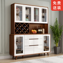 Chinese side cabinet solid wood frame tea wine cabinet modern simple kitchen storage cabinet home living room wall