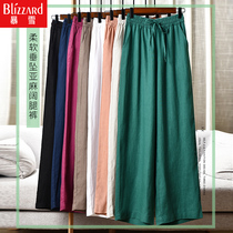 Linen wide leg pants womens high waist drape feel 2021 summer thin linen womens pants loose casual cotton linen straight trousers
