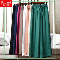 Linen Broadlegged Pants Woman High Waist Pituality 2022 New Linen Pants Casual Loose Tight Waist Cotton Linen Straight Drum Long Pants
