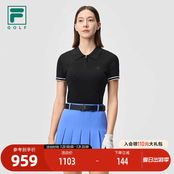 FILA official women's knitted sweater 2025 summer new golf sports slim short-sleeved POLO shirt FILA official women's knitted sweater 2025 summer new golf sports slim short-sleeved POLO shirt