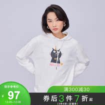 Bao Lion Dragon bossini Autumn Cat Print Loose Top Fashion Hooded Long Sleeve Sweater Women Autumn Winter