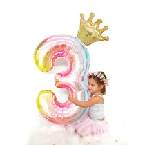 South Korea S Unicorn Unicorn 40 Inch Crown Digital Gradient Aluminum Foil Baby Birthday Party Decorative Balloons