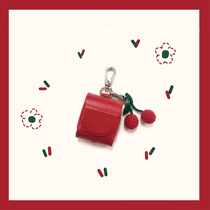 Export Korean quality Malling Cherry Red Leather Cover Apple AirPods1 2 Bluetooth Headset Protective Cover