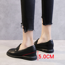 British style small leather shoes womens 2021 new inner height-increasing womens shoes spring and autumn all-match leather one-pedal lofu single shoes