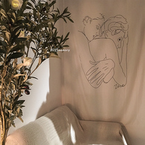 ins Wind background cloth wall decoration literary and artistic dormitory renovation hanging cloth wall cloth bedside Net Red Line character room
