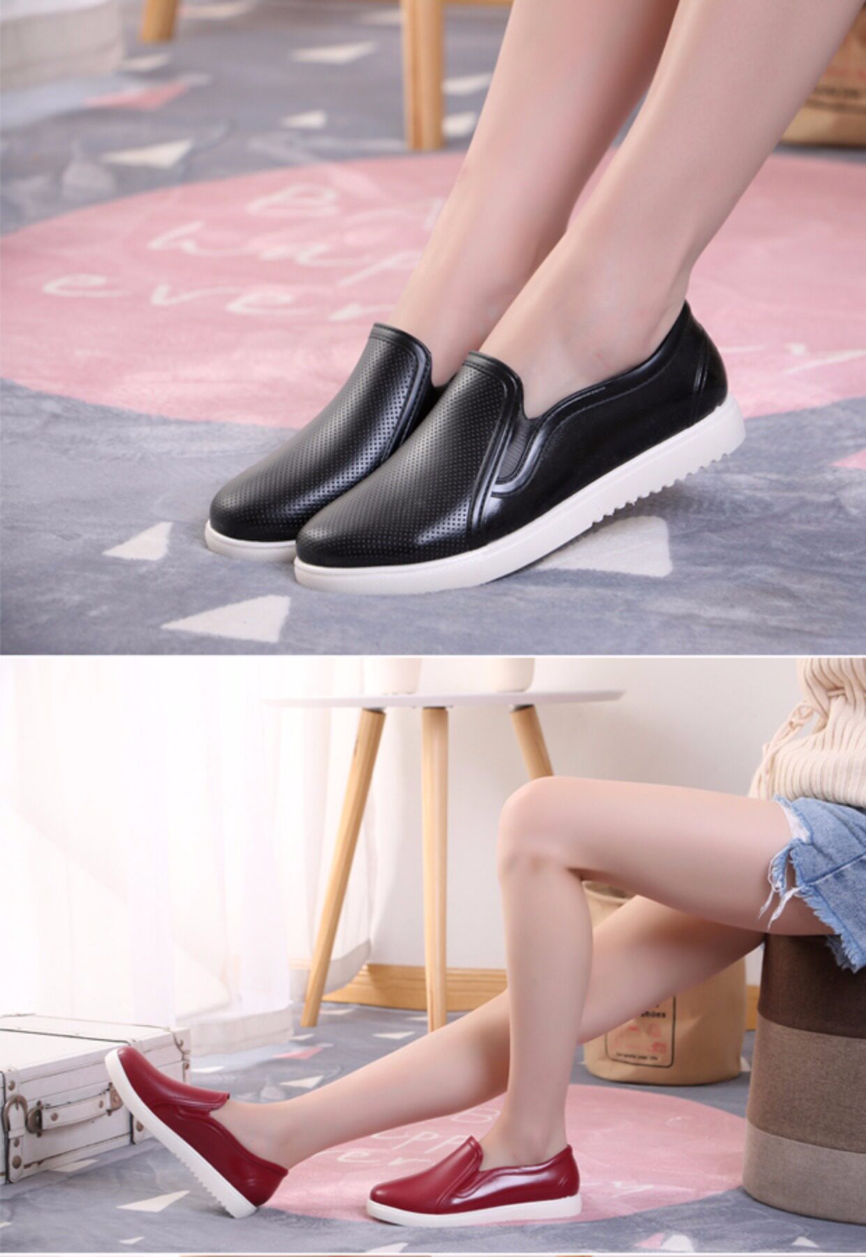 时尚低帮雨鞋女平底成人浅口雨靴防滑短筒水靴厨房工作胶鞋防水鞋