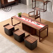 New Chinese solid wood tea table and chairs Modern Gongfu Tea Hupeach wood minimalist tea room Tea House Tea space furniture