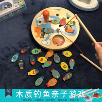 Wooden magnetic magnetic fishing toys multifunctional educational education early childhood pairing baby concentration training