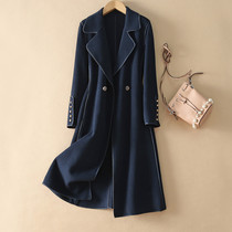 Double-sided cashmere coat women autumn and winter woolen high-end 100 pure wool high-quality suit collar long coat