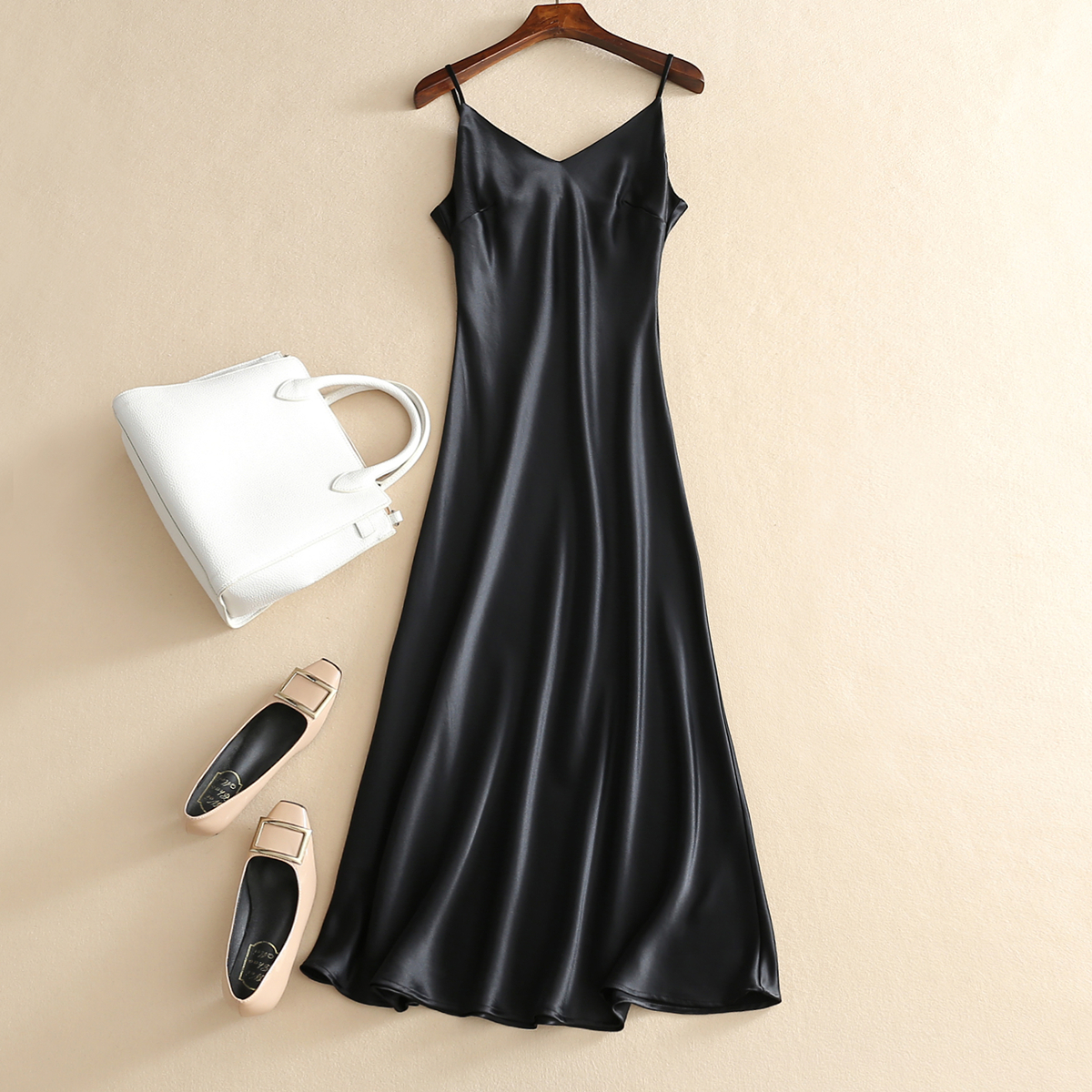 Light extravagant satin Sexy 8 colors Women in summer 100 hitch Genuine Silk Acetate Black Harness Ocean Dress 2020 New Long Dress