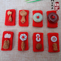 This Life Year Red Rope Leather Strap Buckle Waist Rope Peach Wood Agate Leash Green Buttoned Waist Chain Red Belt Button Male And Female Gifts
