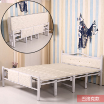Reinforced double folding bed simple afternoon rest bed household wooden board bed iron bed 1 2 m 1 5 m single adult