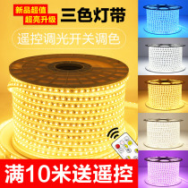 LED light strip home 2835 super bright waterproof decoration romantic creative 5730 three color color changing 220V flexible line light