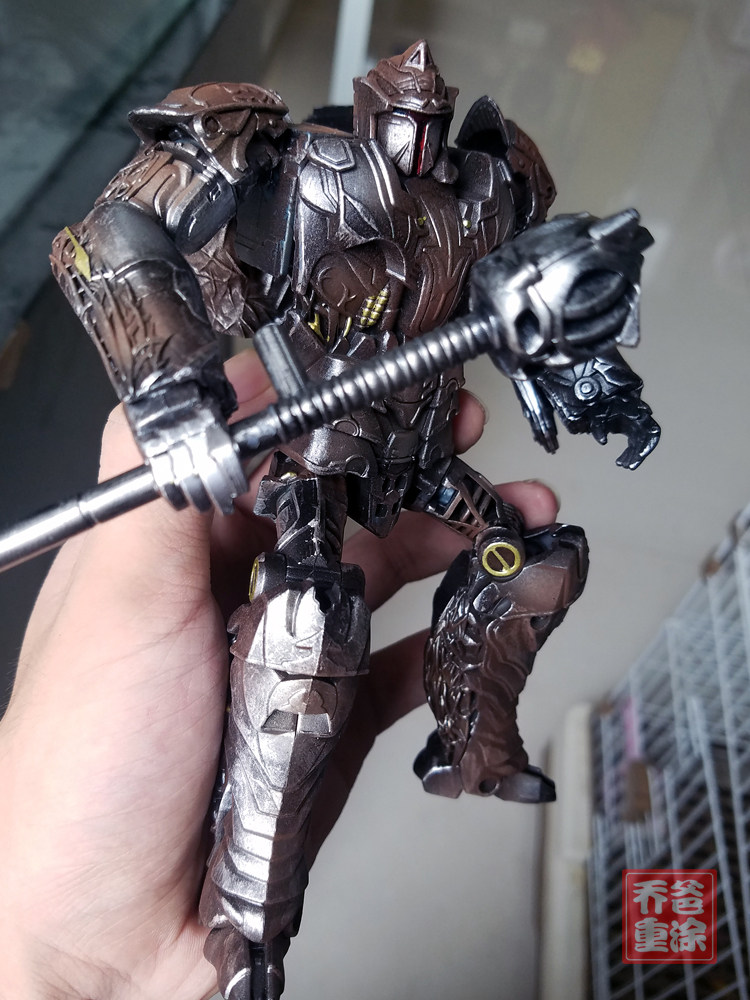 乔爸重涂变形金刚5电影孩之宝圆桌武士三头龙正版金属上色