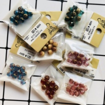 SF spot Japan Guihe kiwa vintage dark gold pattern transparent glass beaded diy basic accessories