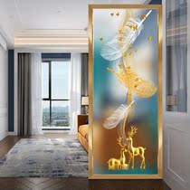 Modern minimalist art glass living room partition screen decoration porch background wall frosted translucent process abstract painting