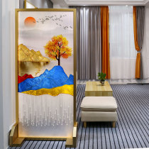 Modern decoration Light luxury entrance living room screen partition wall custom high-end hand-painted enamel color craft glass