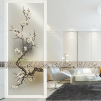 Modern art glass living room partition wall screen porch background wall frosted light transparent tempered process simple plum blossom