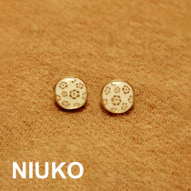 NIUKO clothing accessories metal rounded white square small flower golden shirt button knit button 12mm
