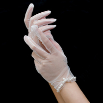 Retro Bridal Wedding Dress Gloves Short white champagne mesh yarn shorts Write True Photography Accessories Shadows and Accessories Gloves