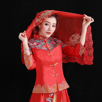 Red hijab head Chinese bride headdress 2021 New Red Wedding cover veil gold embroidery classical beauty PPA