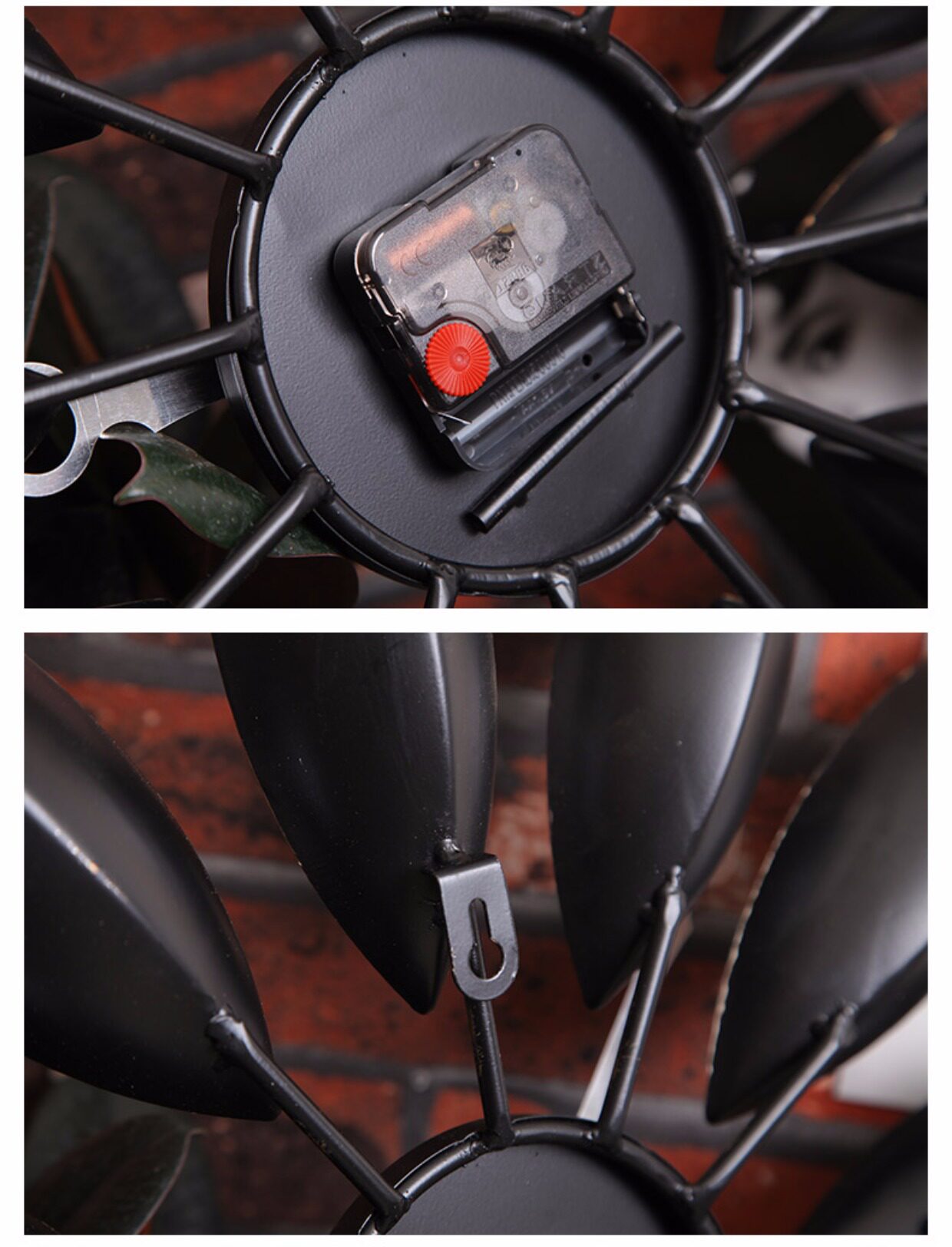 复古工业风loft铁艺叶子壁挂钟壁饰创意客厅酒吧咖啡馆装饰时钟_7折