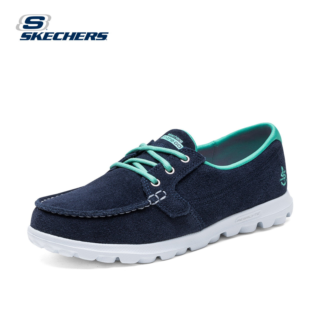 skechers斯凯奇反毛皮女鞋 新款系带帆船鞋 撞色休闲鞋99999925产品展示图1