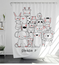 Nordic bathroom shower curtain set non-perforated toilet thickened waterproof and mildew-proof curtain cute cartoon curtain
