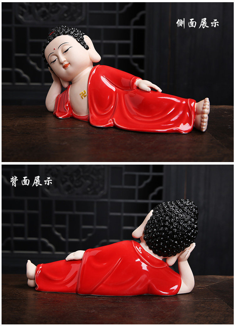 卧佛神像睡佛释迦牟尼佛睡姿如来佛祖像陶瓷加彩佛像镇宅风水摆件