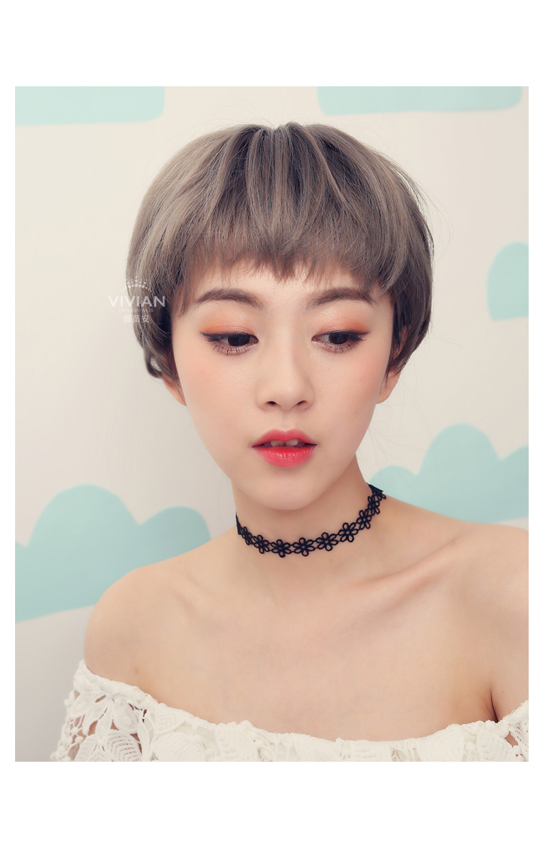 薇薇安假发女自然逼真狗啃眉上短发个性二次元齐碎刘海直发vz119