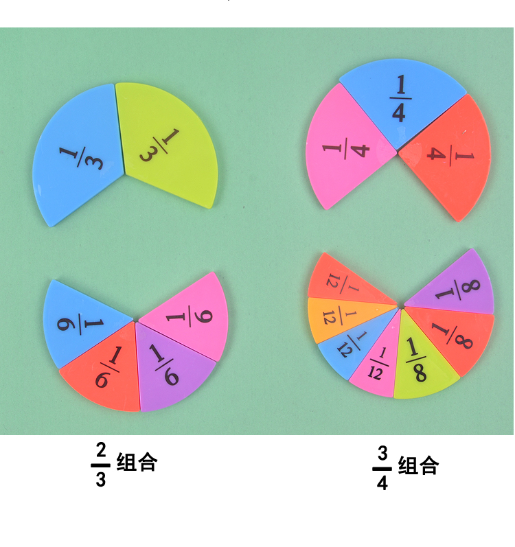 儿童分数学习器数学教具学生圆盘算数等分组合分数加减法几何学习