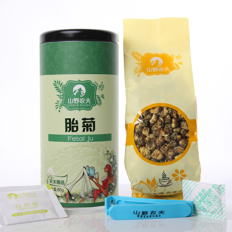 菊花茶3罐装 山野农夫胎菊杭白菊精选头采桐乡胎菊三罐240g包邮产品展示图1