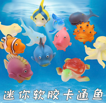 Small soft rubber cartoon marine life toy marine animal shark toy underwater world model dinosaur