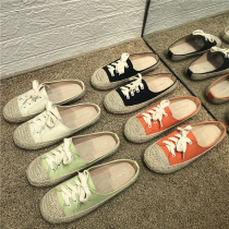 INS Korea Lacing Baotou Fisherman Slippers 2022 Summer New Student Grass Lazy People Casual Low Heel Coolers