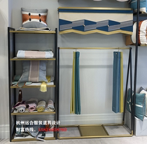 Curtain shop small sample curtain hanging card display rack mobile curtain frame clothing store floor horizontal bar display frame stainless steel