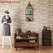 Solid wood antique cube running water table wooden high and low display stand display cabinet high and low table clothing store Zhongdao cabinet