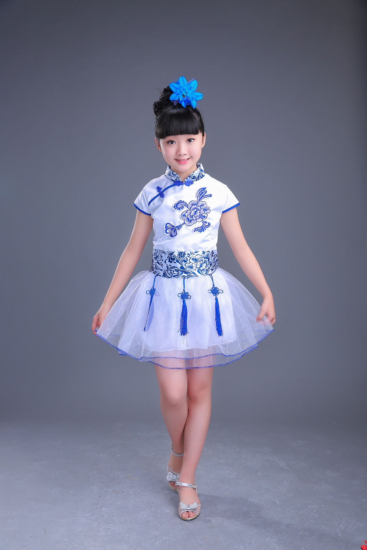 青花瓷儿童舞蹈服唐诗新唱演出服装男女童唐诗表演幼儿园古诗服