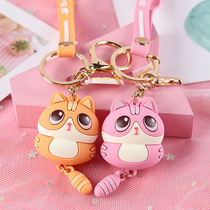 Meng little meow cartoon keychain female cute girl heart car key pendant mens and womens schoolbag hanging key chain car