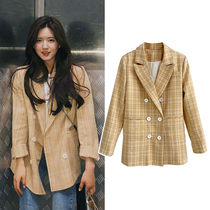 Spot mirror language 2022 Spring and autumn Korean version stars Zhao Ruths same retro Inn style grain small western dress jacket