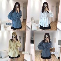 Mirror language 2021 spring and summer paper people ~ foreign style hanging smooth feeling thin lace-up shirt retro shirt design sense minority