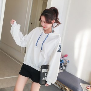 卫衣女宽松 泡泡袖2018秋季连帽慵懒风上衣韩版长袖加绒学生外套