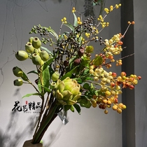 North American Holly Orange Fig Hongyun Fruit Simulation Pomegranate Lemon Loquat Cherry Twig Persimmon Red berry