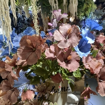 Simulation Zhu Hibu Hibiscus Wood Hibiscus Flowers Zhu Jinx Soft Dress Retro Autumn Wedding Celebration Engineering Arch Door Flower Arrangement Soft-Mounted Pendulum lily