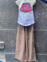 Cotton and linen trousers Couple pants Yoga pants Beach culottes throwing pants big feet pants four seasons casual pants national style